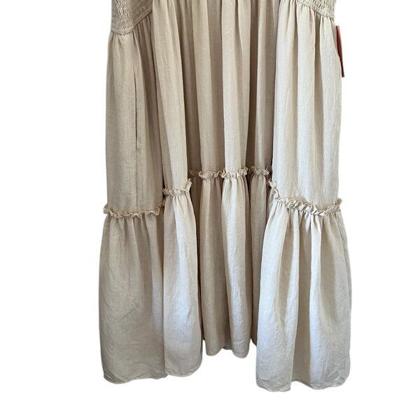 Ivy City NEW Sienna Smocked Tiered Maxi Dress In Cream Size 3X - Picture 5 of 14